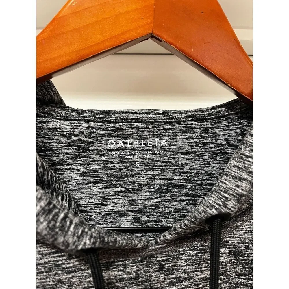 Athleta Gray Space Dye Uptempo Cropped Thump Hole Hoodie sz S NWOT